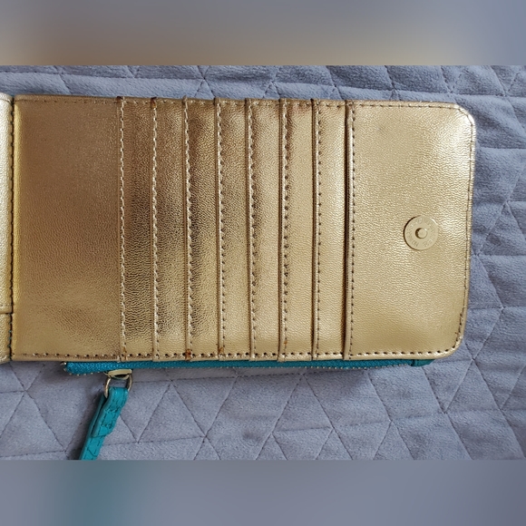 Steve Madden Wristlet Purse Faux Leather Tiffany blue Zip Top Pocket Loop Strap - Picture 10 of 15